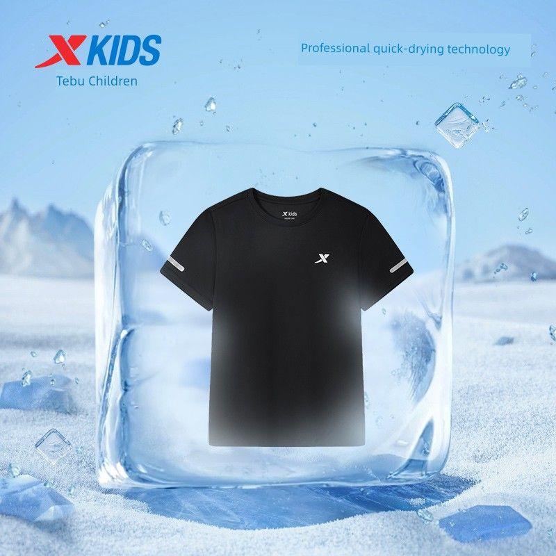 

Tebu Kids Летняя Новинка Быстросохнущая Одежда Футболка с Коротким Рукавом Positive Black 120cm