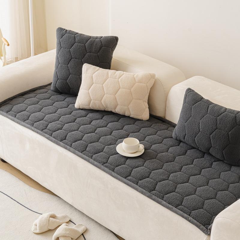 Autumn And Winter Sofa Cover Fabric Solid Anti Slip One-Piece Laying Straight Row Sofa Cushion Cover Skin Friendly And Versatile