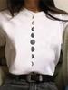 Maycaur Newest Funny Moon Print T Shirt Women White and Black Shirts Fashion Round Neck Short Sleeve T-Shirt Summer Tees Casual Top