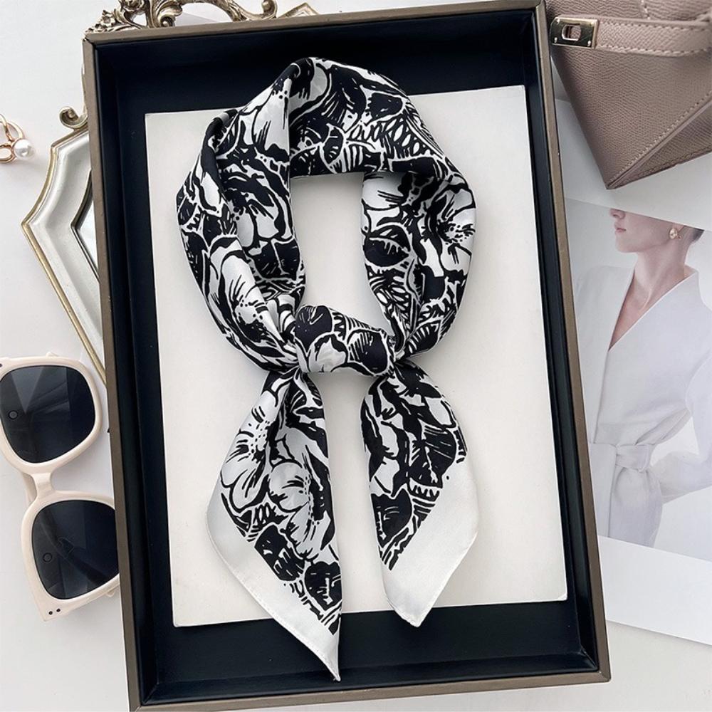Luxury Print Square Silk Scarfs For Women Decorate Neck Ties Fashion 70*70Cm Kerchief Lady Summer Beach Hijab Female Neckerchief