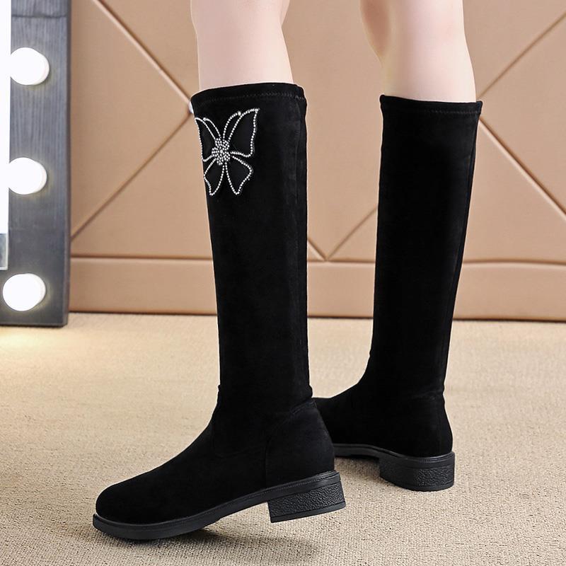 High boots knee small medium boots elastic new velvet autumn and winter boots women but look thin and fashionable