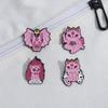 Adorable Cartoon Style Halloween Brooch With Pink Skull Bat And Cat For Festive Decoration