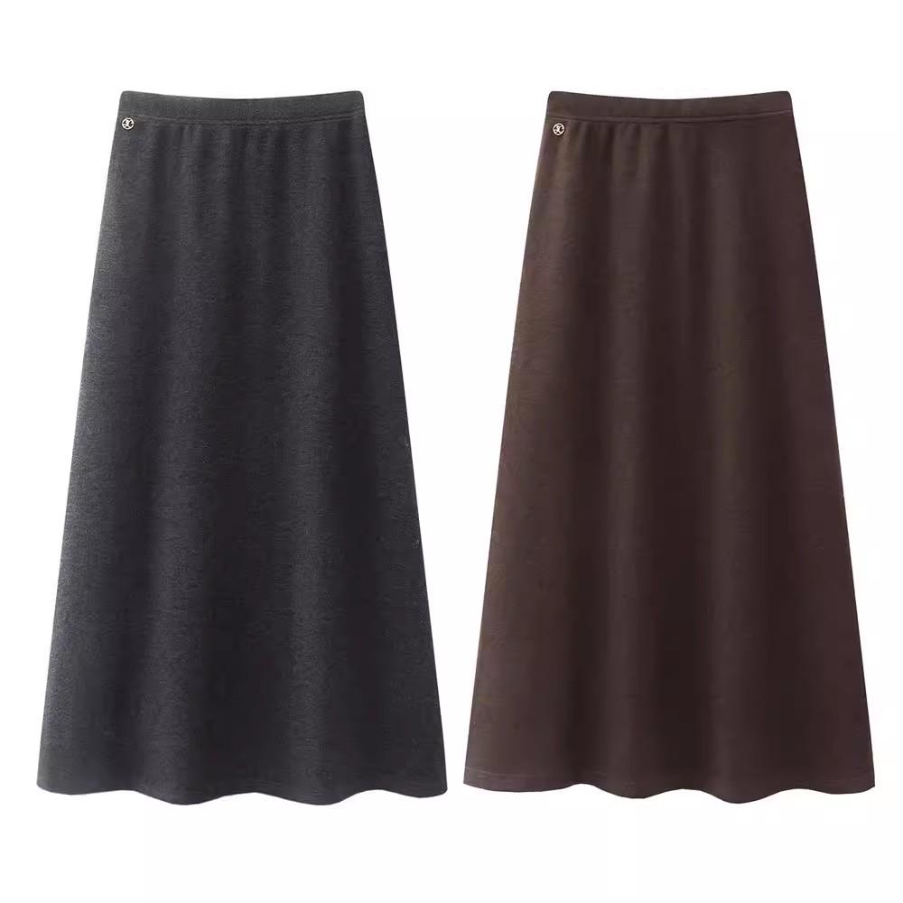 Women's 2025 Autumn/Winter Elegant Elastic Waist Long Skirt