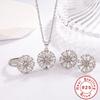 925er Sterlingsilber Sonnenpollen Punkt Weißer Zirkon Halskette Ring Ohrringe Set Geburtstagsparty Jahrestag Geschenk