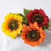 Artificial Sunflower Branch with Stem Reusable Home Wedding Party Faux Flower Floral Arrangement Indoor Outdoor Garden Decoration Photo Props