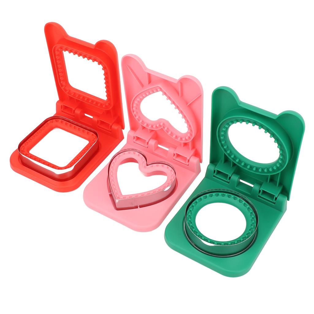 3ks Vykrajovátko a svařovačka na sendviče Vykrajovátko na sendviče do svačinových boxů Bento boxů Obdélníkové Červené Kulaté