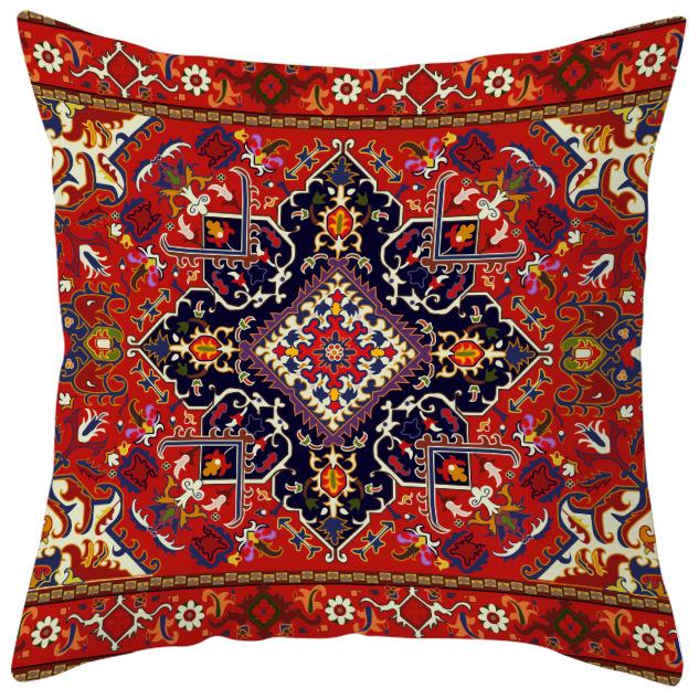 New Ethnic Style Pillow Cover Bohemian Color Geometric Pattern Peach Leather Velvet Retro Pillow Cushion Cover