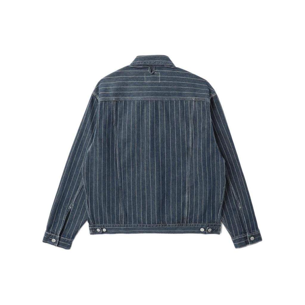 Carhartt WIP Striped Collar Single-Breasted Pocket Denim Jacket Unisex Jackets Dark-Blue CHXJKI033011M-BLA