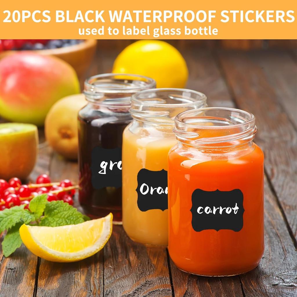 Glass Shot Bottles with Lids, 12 Pack 2oz Ginger Shot Bottles with Labels, Leakproof Wide Mouth Small Glass Jars with Lids for Juice, Ginger, Spices