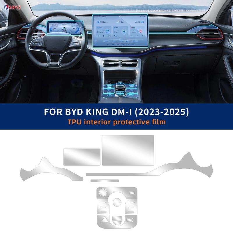 Film de Protection PPF pour BYD KING DM-i 2025 2024 Accessoires Intérieurs TPU Transparent Panneau de Levier de Vitesse Console Centrale GPS Sticker