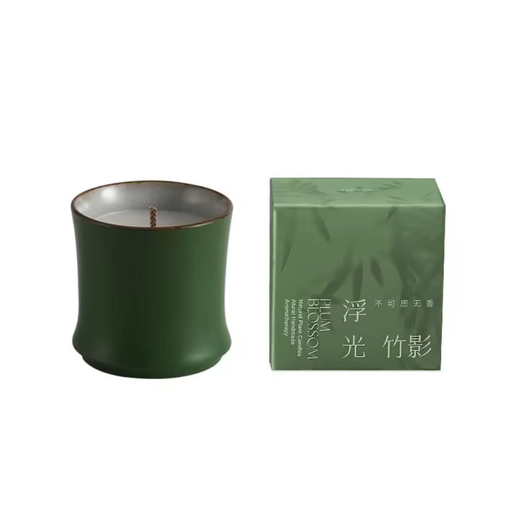 High Quality Soy Wax Scented Candle Gift Box Bamboo-Style Glass Birthdays Valentine s Day Decorative Ornaments 5.8*5.8&Osmanthus мятный
