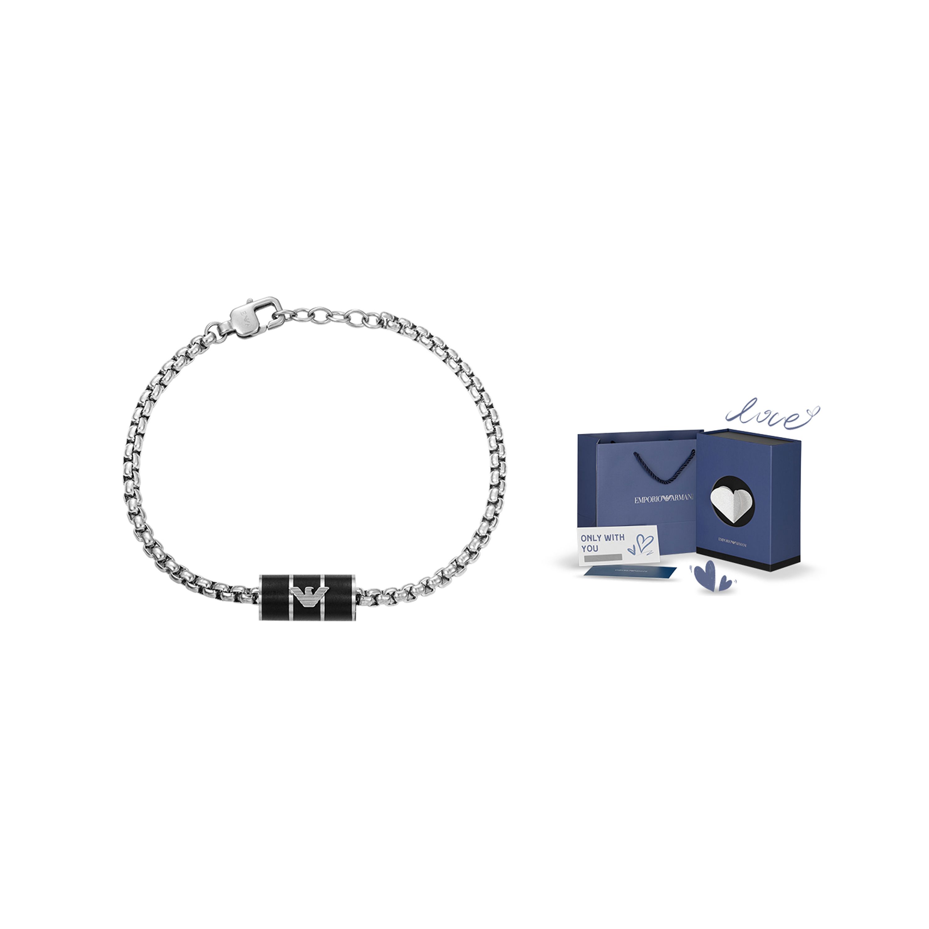 

Emporio Armani Fashion Black Beaded Pendant Stainless Steel Bracelet Men Bracelets EGS2920040 Basic Packaging-Box