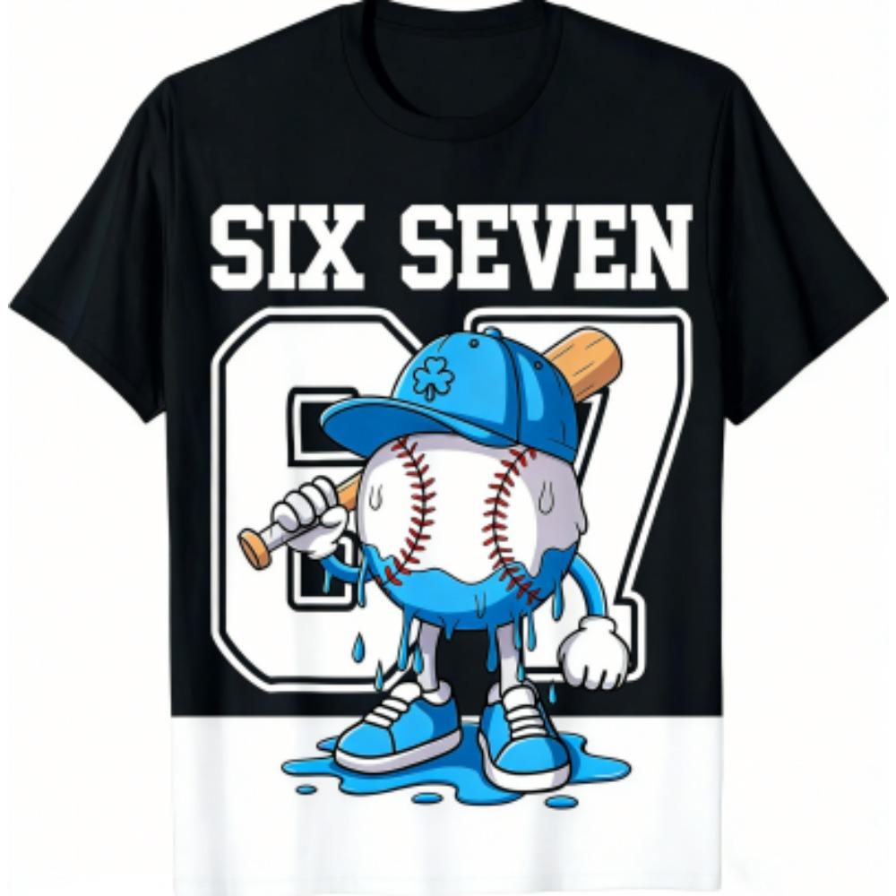 

Fashion Men s T-Shirt 67 Six Seven Print Men s and Women s Summer Short Sleeve Round Neck Casual Top Outdoor Men s Clothing XXS