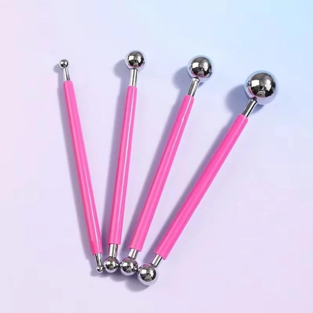 4pcs Metal Ball Sculpture Modeling Tools Double-Ended Modeling Ceramics Set Portable Clay Tools