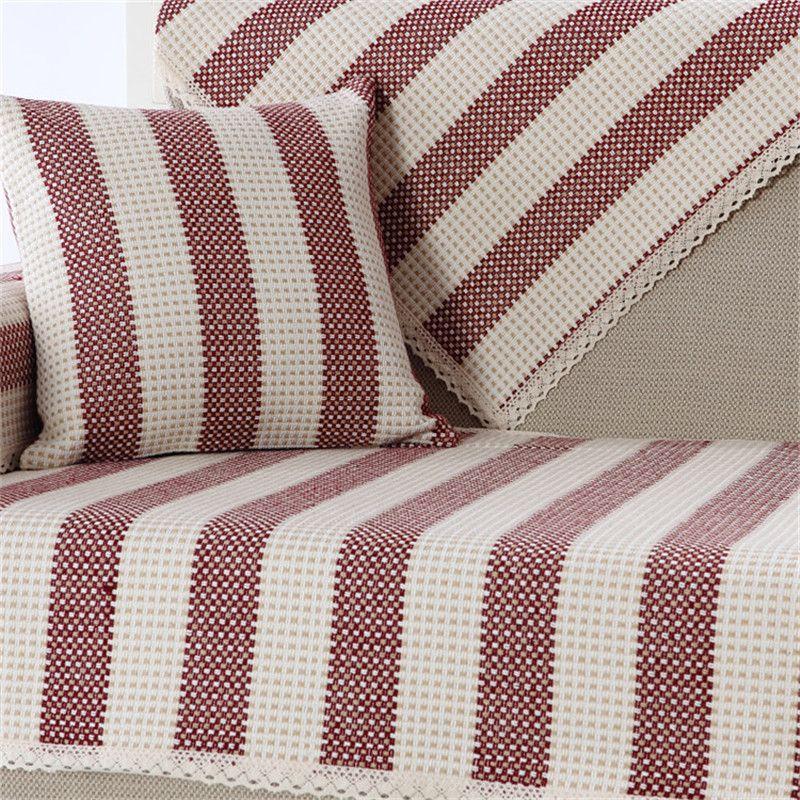

Полосатая льняная толстая нескользящая плетеная подушка для дивана Burgundy 60*60cm
