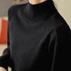 Pullover mit halbem Stehkragen Basisschicht Damen Herbst Winter Puffärmel Stilvoller Strick Mid-Neck Top