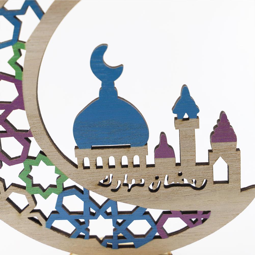 Moon Wooden Ornament Pendant Handicraft Ramadan Decorations Table Craft Ornaments For Home Islamic Muslim Party Eid Decor