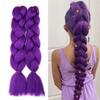 2Pcs 24-Inch Braiding Purple Hair Extension Natural Looking Halloween Costume Cosplay Stage Party Pre Stretched Long Braids Synthetic Hair Extension