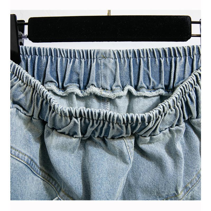 Plus Size Women Spring Jeans Long Harem Pants Casual High Waist Elastic Basic Trousers Loose