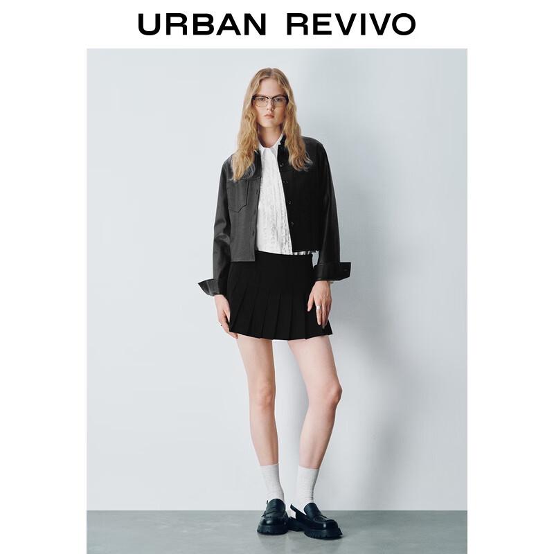 UR2025 Women s Faux Leather Double Pocket Shirt L