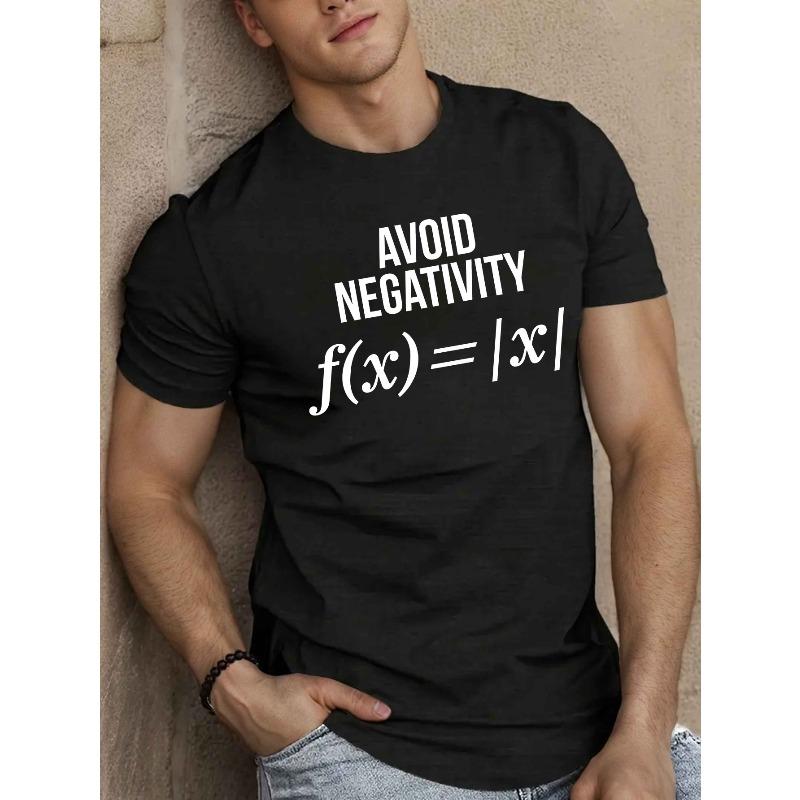 

Men S Casual Crew Neck T-Shirt with Avoid Negativity Geometric Pattern, Slight Stretch, Regular Fit, Summer Short Sleeve Top 4XL чорний