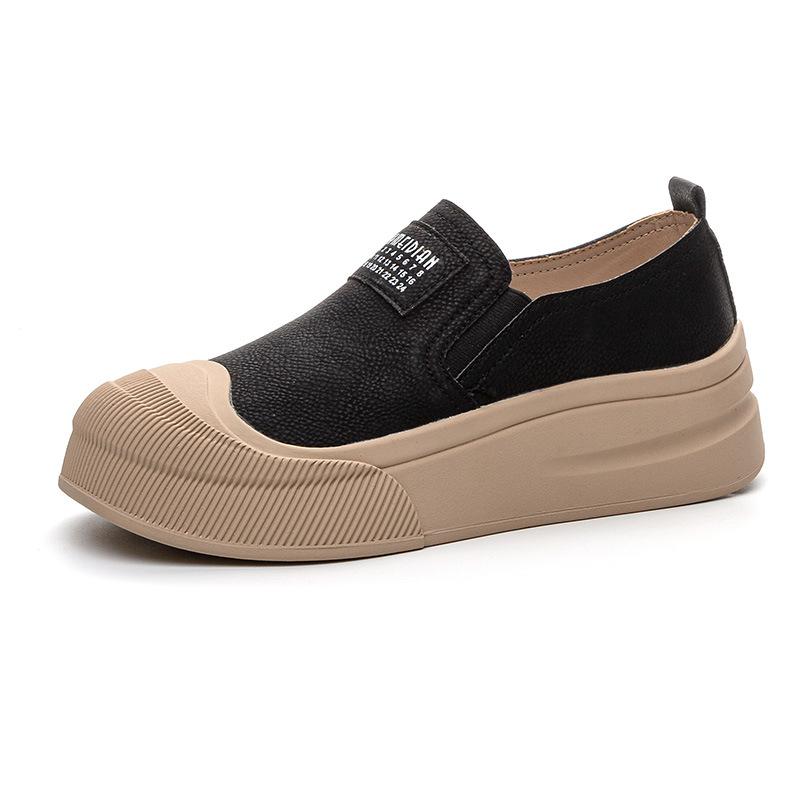 2025 Женские лоферы слипоны ручной работы повседневная обувь на плоской подошве в литературном стиле из натуральной коровьей кожи с низким верхом удобные мягкие 43 чёрный 6447₽