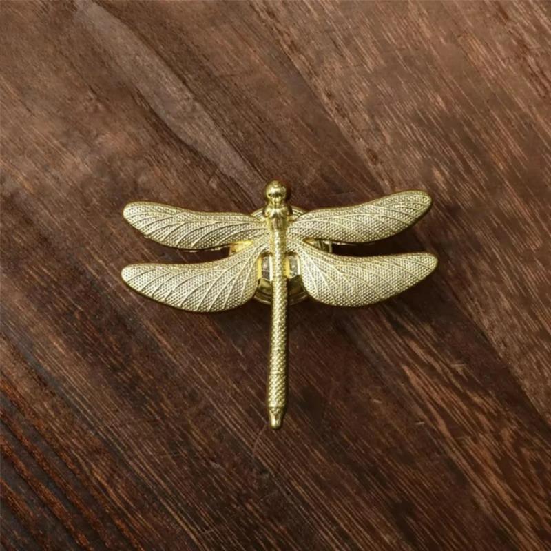 Copper Color Drawer Knobs Dragonfly-shaped Dresser Knobs Furniture Handles Insect Cabinet Pull Handles for Cabinets and Drawers