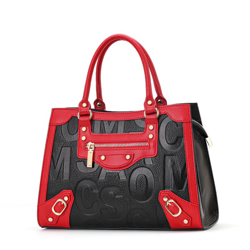 

Женская сумка из натуральной кожи Aidrani 2024 года, роскошный дизайн с цветными блоками в виде алфавита, вместительная сумка-тоут и сумка через плечо (30cm<Max Length<50cm) красный