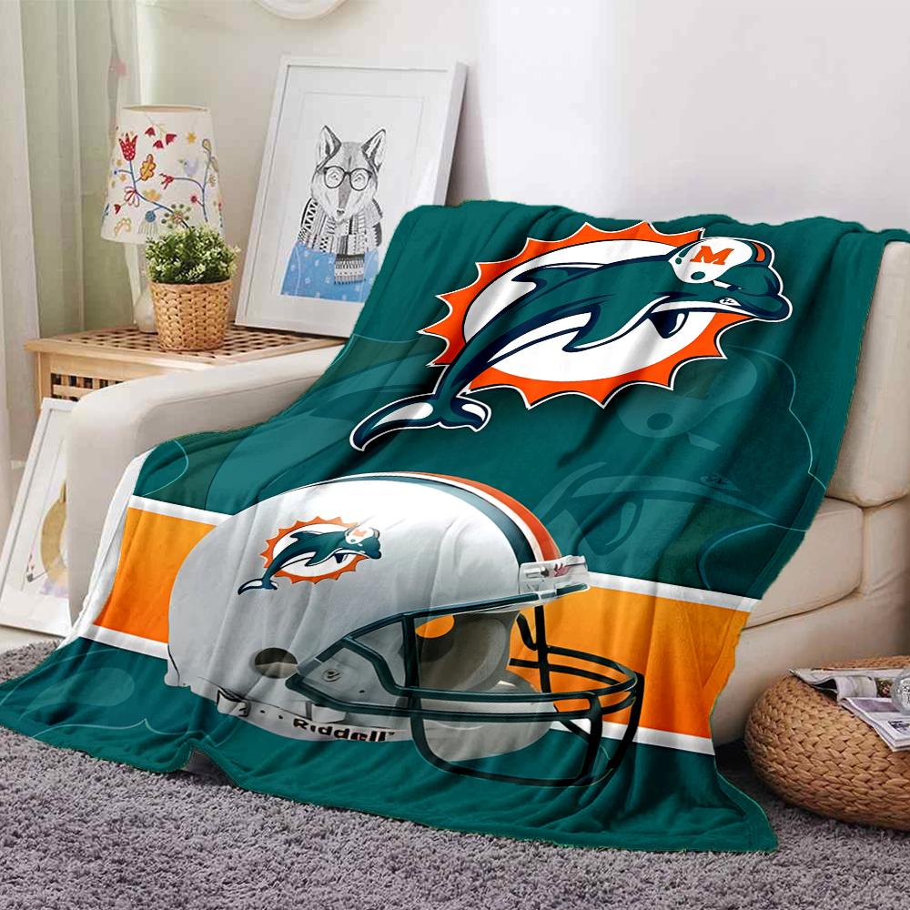 1pc Blanket - Miami Dolphins Logo Print Design,Lightweight Blanket for Sofa,Bed- Soft &Warm,Gift for All Seasons