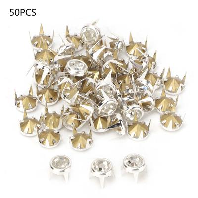 50PCS 7mm DIY Silver Round Claw A Grade Crystal Rhinestones for Crafts and Decoration (white)