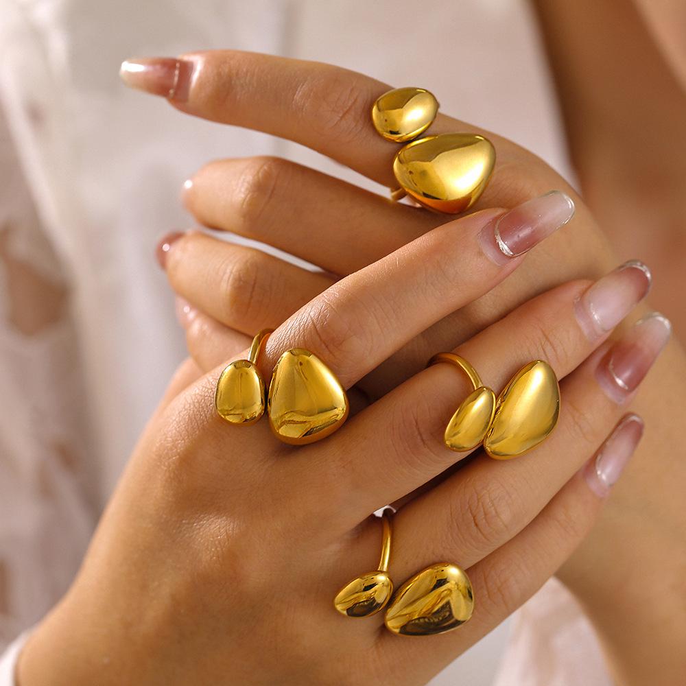 

18K Gold Plated Geometric Irregular Glossy Stainless Steel Open Ring Size 7
