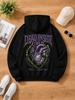 Men's Black Pullover Hoodie Anatomy Heart Dead Inside Still Beating Design Cotton Blend Oversized Street Style Kangaroo Pocket Out