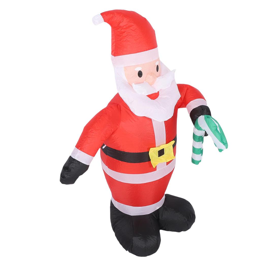 3,9 stopy Nadmuchiwany Święty Mikołaj z laską cukrową Wodoodporny Poliester 190T Podświetlany LED Nadmuchiwana Dekoracja Świąteczna na Podwórko dla