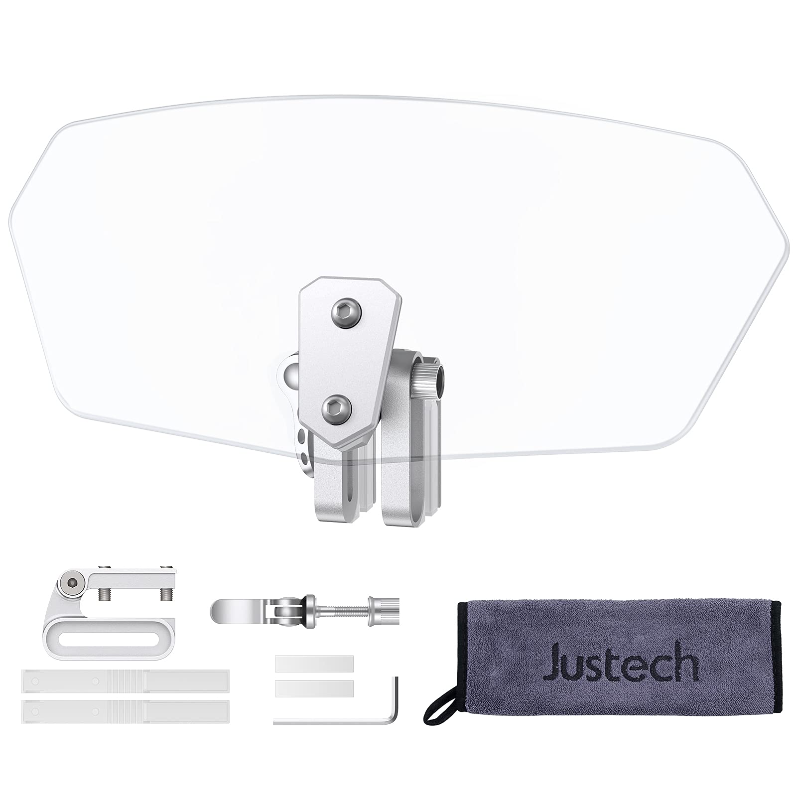 

Justech Motorcycle ABS Adjustable Front Air Deflector for Vstrom Includes Cleaning Towel and Adjustment Bracket Windscreen, Material, Windscreen,