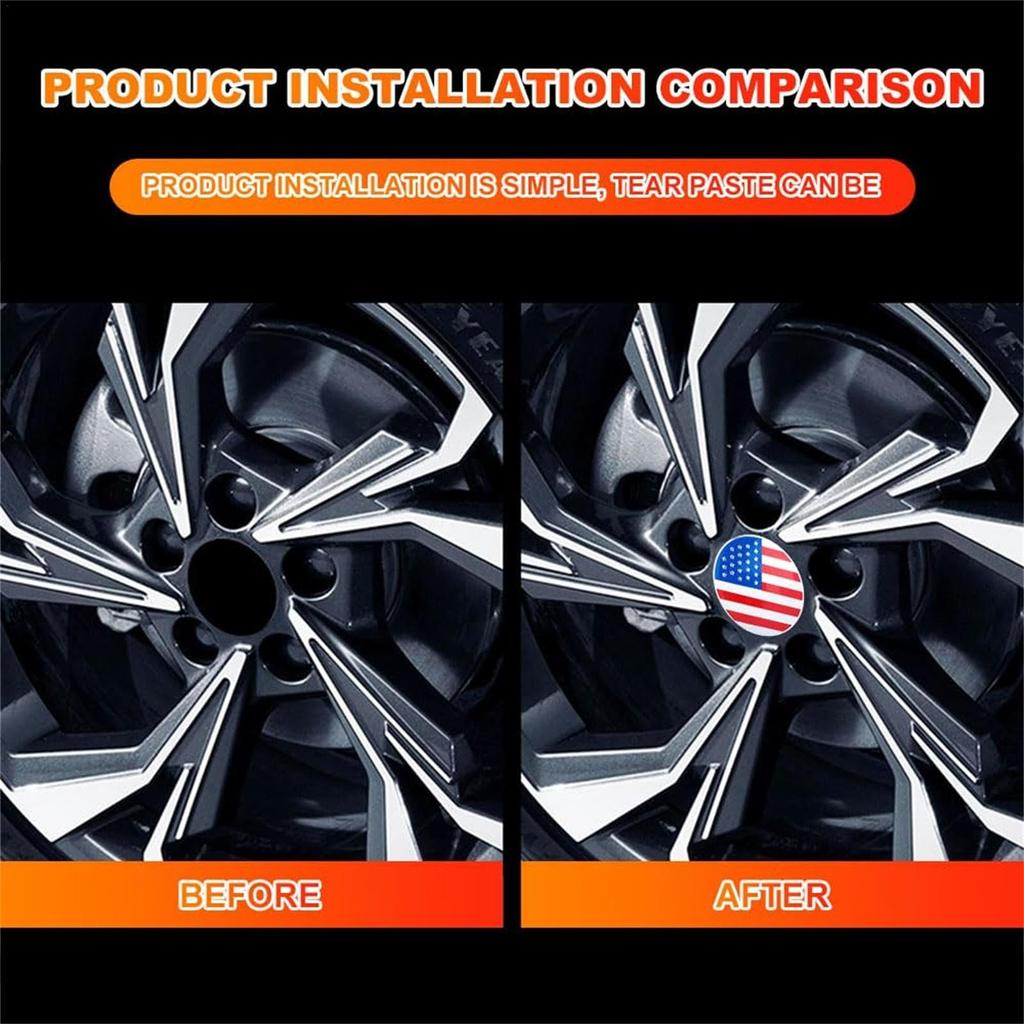 Car Rim Center Cover Decoration, Flag Wheel Center Cover - 4 Pcs Vista Car