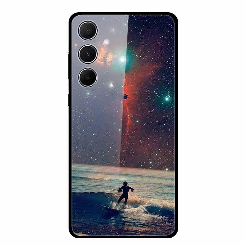 Kreative Landschaftsmalerei Gehärtetes Glas Handyhülle für Samsung A55 5G