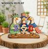 Wooden Decorative Statue Featuring Three Geese in Themed Outfits Holding Number Figures for Home or Office Display