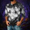 Men's Casual Halloween Print Raglan Three-Quarter Sleeve Shirt