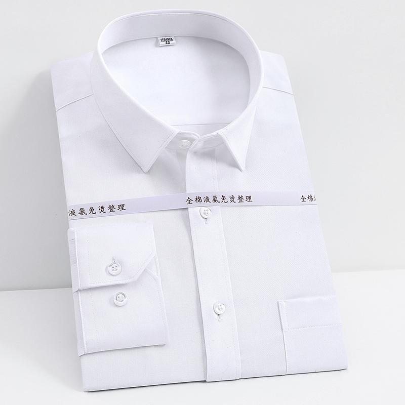 

Синвоянська чиста бавовна без заліза з довгим рукавом для ділових чоловіків, офіційна однотонна смугаста офісна сорочка відмінної якості з нагрудною кишенею 38