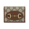 Horsebit 1955 Vintage Gold Buckle Logo Canvas And Leather Wallet Unisex Wallet Ebony Brown 621887-92TCG-8563