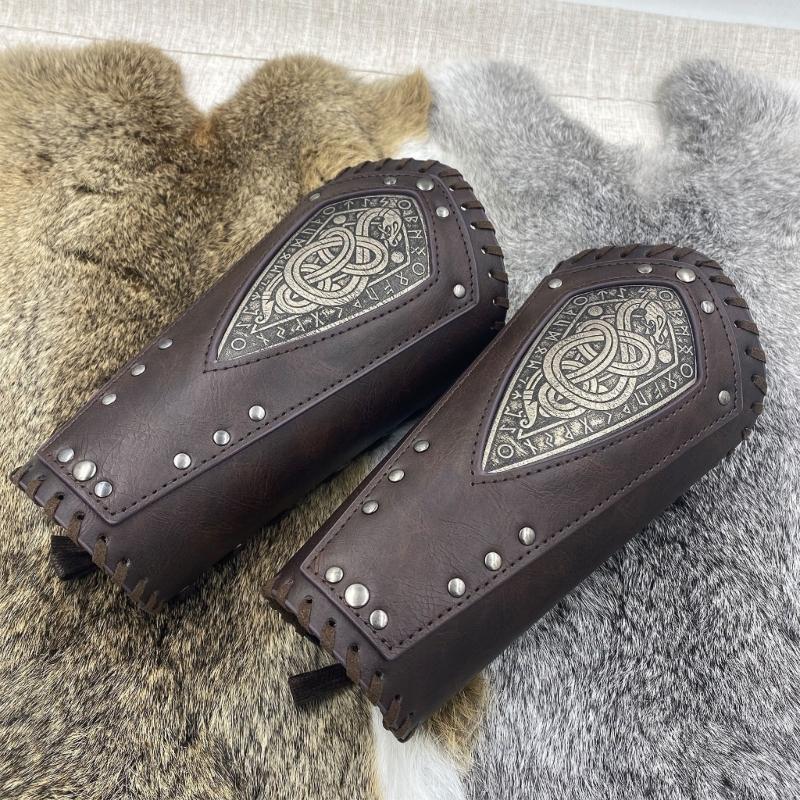 Halloween Medieval Arm Bracer with Embossed Pattern Adult Role Play Renaissances Pirate Knight PU Pirate Wristband