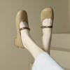 Mary Jane Shoes Women's Shallow Mouth Soft Leather Low Heel Single Shoes Cross Design Mary Jane Shoes