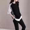 Due Pezzi Spliced a Strisce a Maniche Lunghe da Donna per Vacanze Primaverili e Autunnali Donna