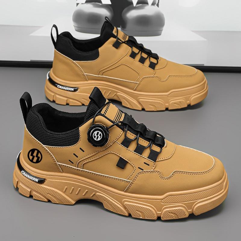 Fashion Sneakers Man Spring Trend Hot Sale Comfort Soft Soled Casual Shoes for Fashion Rotating Button Male Work Boots Zapatillas Hombre