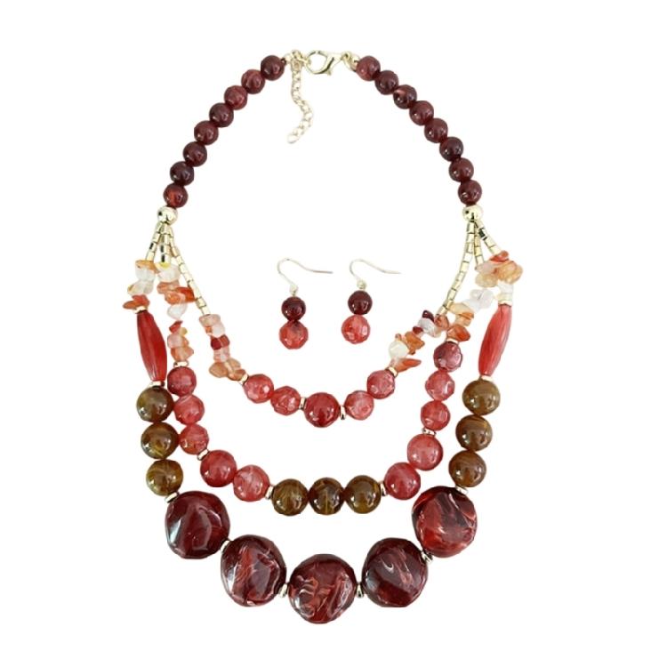 Versatile Multi Color Beaded Collarbone Chain Necklace Pendant Earrings Acrylic Jewelry for Matching Most Outfits