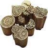 Decorative Wooden Stamps Textile Printing Blocks Multi Pattern Hand Carved