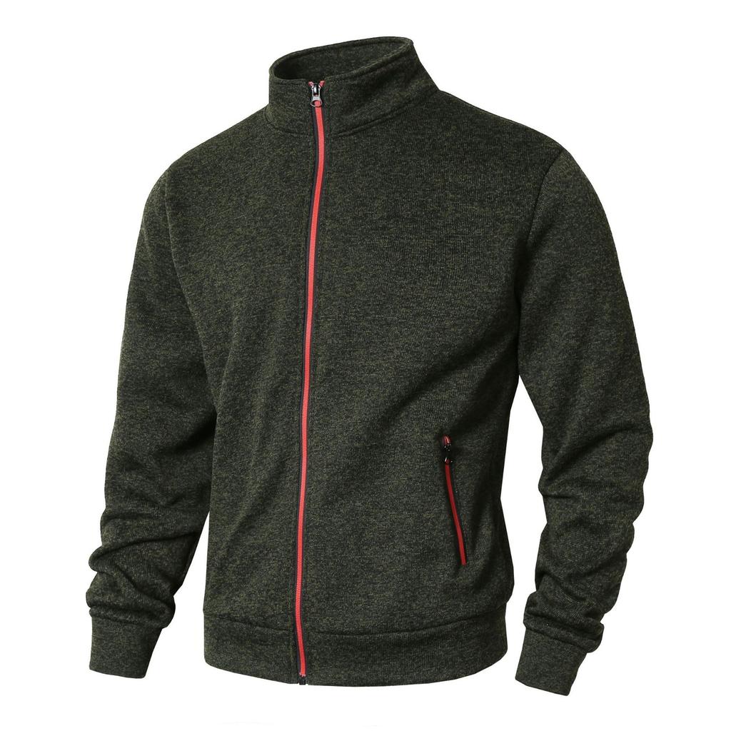 Men's Stand Collar Open Cardigan Sweater Ions Plush Knitted Coat