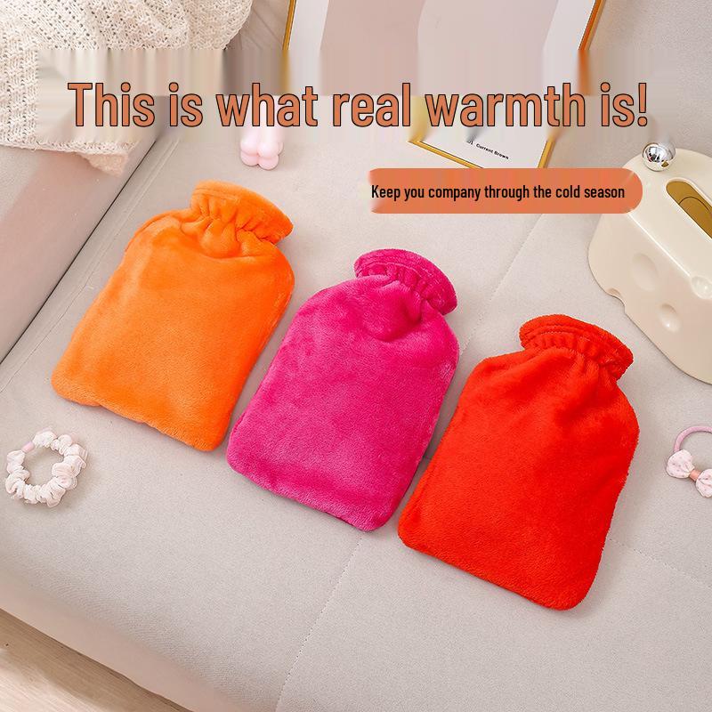 Coral Fleece Faux Rabbit Fur Coat Hot Water Bottle: Explosion-Proof Thickened Winter Hand & Foot Warmer.