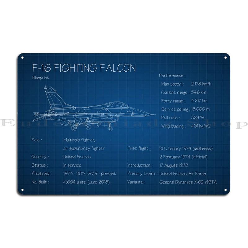 F16 Fighting Falcon Металлическая табличка Украшение Декор Клуб Персонаж Ретро Жестяная вывеска Постер 20x30cm（7.8x11.8inch）