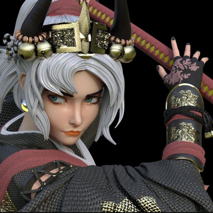 [USED] Female Swordsman Samurai Beautiful Woman Figure Unpainted Unassembled Garage Kit